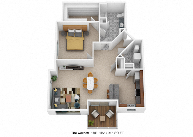 The Corbett Floor Plan at Desales Flats, Cincinnati, Ohio